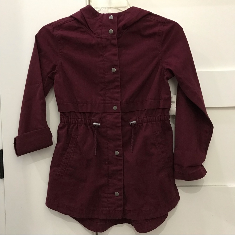 Old Navy burgundy hooded cinch waist JACKET Girls M/8 NWT